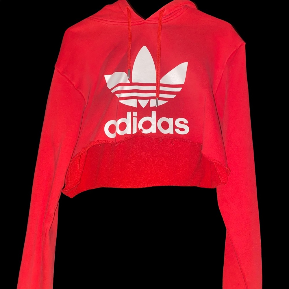 Womens red adidas crop hoodie